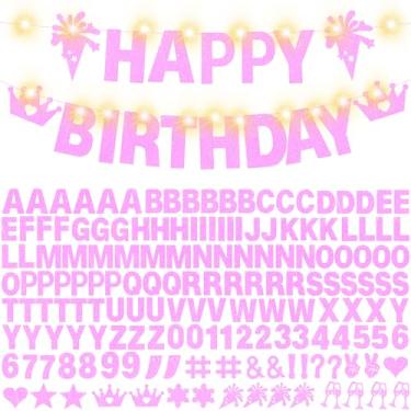 Imagem de 175 peças DIY cartaz personalizado glitter kit banner personalizável 0-9 números DIY meninas feliz aniversário letras banners personalizados para decoração de festa de aniversário de casamento