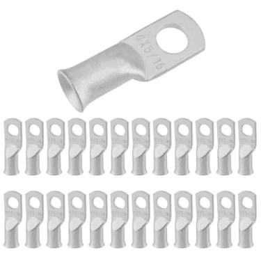 Imagem de Pastlla 25 peças de terminal de anel de calibre 4, terminais de bateria de pino de 4 AWG de 5/16 polegadas, terminais de cobre estanhado resistente, conectores de terminal de anel de calibre 4 para