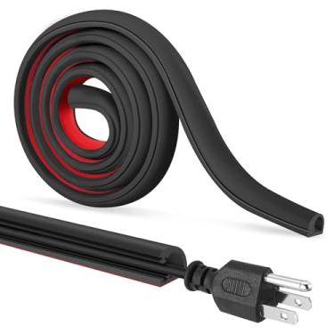 Imagem de Escondedor de cabo autoadesivo, cobertura de fio flexível para fios, suporte de parede para TV, áudio doméstico, rede, energia e gerenciamento de linha telefônica (preto, 398 cm)