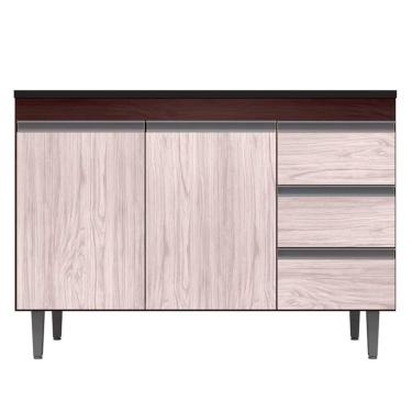 Imagem de Balcão Gabinete Cozinha Andreia 100cm 2 Porta S-t Ajl Móveis Castanho Avelã