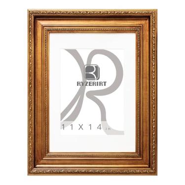 Imagem de RYZERIRT Moldura de madeira de 28 x 35,5 cm, para exibir imagens de 20,3 x 25,4 cm com tapete ou 28 x 35,5 cm sem tapete, moldura marrom para pôster, moldura para pendurar na parede 07