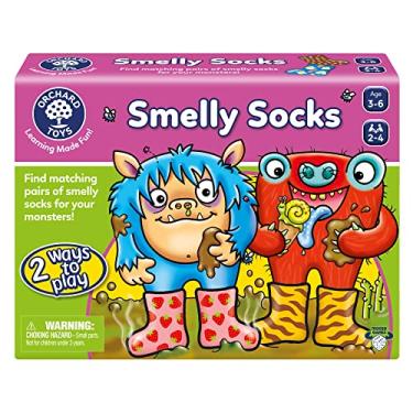 Imagem de ORCHARD TOYS Jogo Moose Smelly Socks. Encontre pares de meias combinando para seus monstros! Para idades 3-6 e 2-4 jogadores