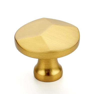 Imagem de Ravinte 15 puxadores redondos de latão escovado para armários, puxadores de gaveta de orifício único de liga de zinco sólido para cozinha, móveis de banheiro