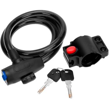 Imagem de Cadeado de Bicicleta com Corrente de Aço, Preto, 1,50m de Comprimento, 12mm de Espessura, com Suporte de Fixação e 2 Chaves, Sistema de Alta Segurança