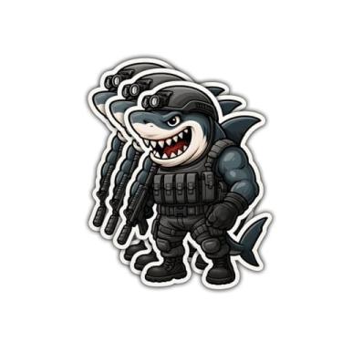 Imagem de Adesivos táticos de tubarão branco (3 peças - 7,6 cm), adesivos de vinil engraçados para soldados, mergulhadores, pescadores, amigos, para laptop, garrafa de água, caixas de engrenagens, capacetes