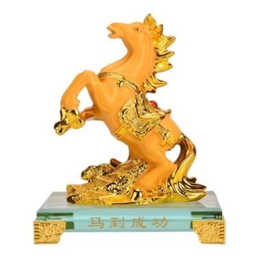 Imagem de BRABUD Estátua de cavalo saltando de resina com base de vidro atrai o sucesso criativo para casa mesa sala de estar escritório decoração presente colecionável 14 cm (A) TQGJBS679