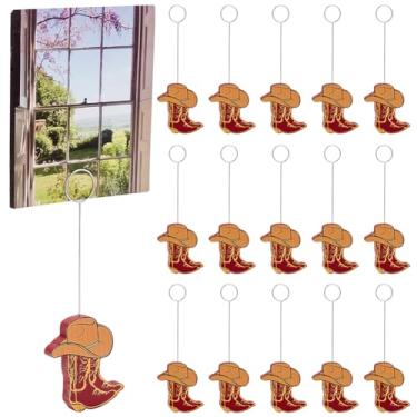 Imagem de ORIGACH 16 peças de botas de caubói, porta-números de mesa, porta-cartões, balões, fotos, lugares, clipes de menu, botas de caubói marrons, decorações para caubói, país, casamentos, lembrancinhas de