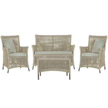 Imagem de Jogo Sofá 2 Poltronas E Mesa Igapó Marrom E3 Trama Original Rami