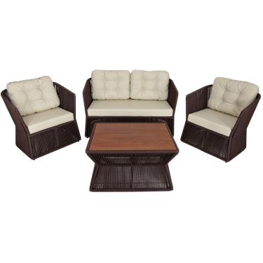 Imagem de Kit 2 Poltronas, 1 Namoradeira Mesa Com Cumaru P/ Jardim