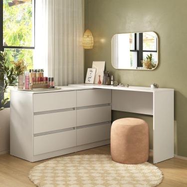 Imagem de Penteadeira De Canto 120cm 6 Gavetas Flex Multimóveis Mp4404 Branco