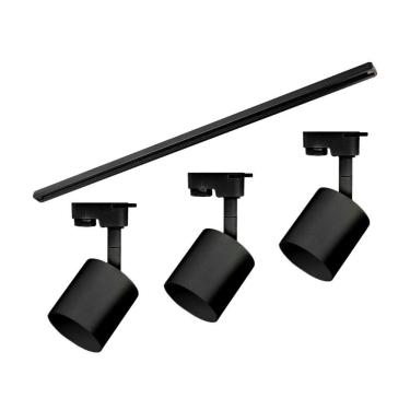 Imagem de Kit Trilho Taschibra Com 3 Spot Track Ar70 Gu10 Bivolt Preto