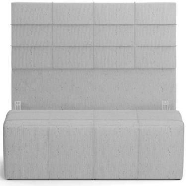 Imagem de Kit Cabeceira Cama Box Queen 160cm Com Calçadeira Roma W01 Linho Cinza
