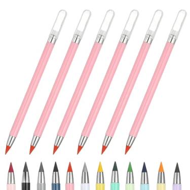 Imagem de PATIKIL Forever Pencil, conjunto de 6 peças de lápis de metal afiados mecânicos fofos para colorir livro esboço, desenho, escrita, arte, iniciante, rosa