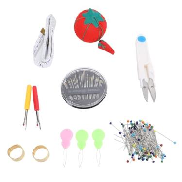 Imagem de Kit de costura de almofada de pino de tomate Ferramentas essenciais para projetos de costura e artesanato Conjunto de pinos de cabeça de bola de vidro