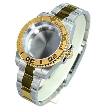 Imagem de FEIYASHI Caixa de relógio de mergulho de aço inoxidável de dois tons de luxo de 40 mm para movimento NH35/NH36 Miyota8215 8205 2824, Tampa inferior sólida 2, For Miyota8215 8205 Movement, Caixa de