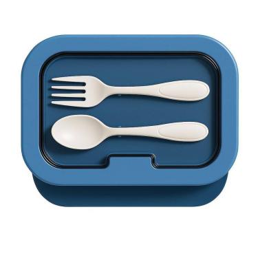 Imagem de Kit Marmita Com Divisórias E Talheres Azul