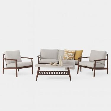 Imagem de Conjunto Jardim Aluminio 4 Pecas Sofa Poltrona Mesa Centro