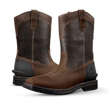 Imagem de Carhartt Botas Industriais Masculinas Montana Biqueira Quadrada Wellington 28 cm Impermeável Pull-on, Bico de aço Oxblood/marrom escuro Marl, 9.5 Wide