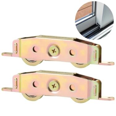 Imagem de Chewtoyo Rolamento de roda de esfera de aço de 3,5 cm, rodas de janela de porta deslizante, conjunto de rolos em tandem para porta deslizante, rolos de substituição para portas deslizantes resistentes