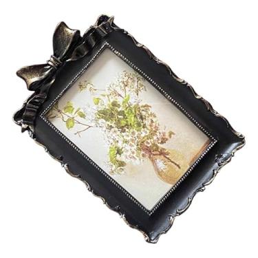 Imagem de Fenteer Moldura para fotos em estilo retrô, ornamento para quarto, porta-retratos decorativo, suporte para exibição de fotos, Preto