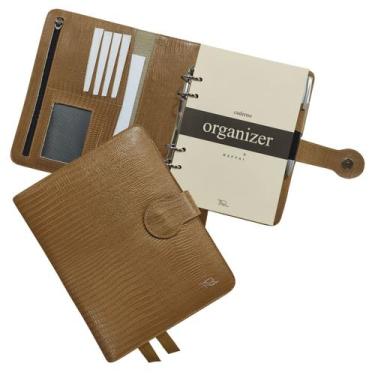 Imagem de Caderno Organizer Couro 127-R Raffai Couros, Caramelo Lizard
