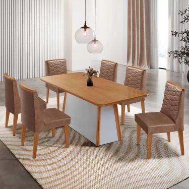 Imagem de Mesa De Jantar Diane 180cm Tampo Mdf Lam 6 Cadeiras Eloise