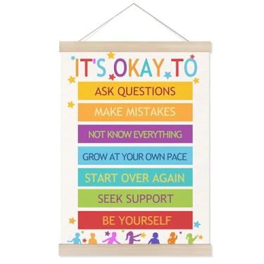 Imagem de Welshower Moldura colorida para pôster de saúde mental, It Is Okay to Positive Affirmations Mental Health impressões de arte de parede decoração para sala de aula quarto de crianças terapia escritório