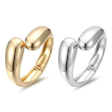 Imagem de Arthur Liu Pulseira feminina banhada a ouro 14 quilates com pedras não manchadas, joias modernas, One Size, Aço inoxidável, Sem Pedra Preciosa