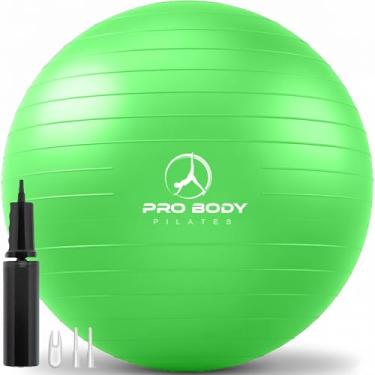 Imagem de ProBody Pilates Bola de exercício - Bola de equilíbrio de vários tamanhos para academia, treino, gravidez e fisioterapia, cadeira de bola de ioga de estabilidade (verde, 55 cm)
