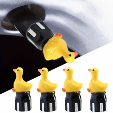 Imagem de Xalvoria Pacote com 4 tampas de haste de válvula de ganso amarelo feitas à mão para válvulas Schrader, acessórios de carro e bicicleta brilhantes e divertidos, decoração de pneu fofa, detalhe