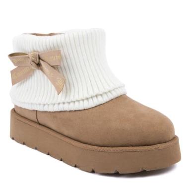 Imagem de Juicy Couture Botas femininas modernas – Botins aconchegantes com sola grossa, cabedal macio e ajuste sem cadarço para conforto no clima frio, Natural, 40