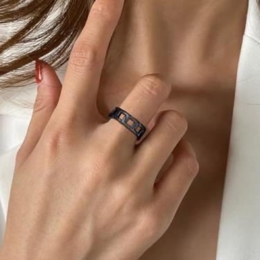 Imagem de Anel fidget masculino de aço inoxidável cubano com elos de 8 mm de largura, anéis de polegar hip hop, anéis giratórios simples para homens e mulheres tamanho 7-15, Aço inoxidável, Sem pedra preciosa