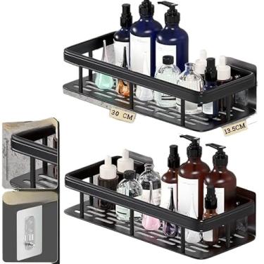 Imagem de KIT Suporte De Shampoo Prateleiras De Banheiro Sem Furo Premium(KIT 2 -Retangular -preto)