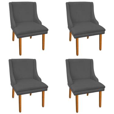 Imagem de Kit 4 Cadeiras de Jantar Suede Grafite Pés Palito