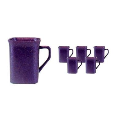 Imagem de Kit 6 Canecas Quadrada Fibra Madeira Lilás 250Ml - Bb Store