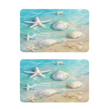 Imagem de Blueangle Conjunto de 2 ímãs de geladeira, estrela-do-mar e concha de verão - Ímãs decorativos engraçados de geladeira de cozinha - Seguro para lava-louças e decoração magnética durável (456)