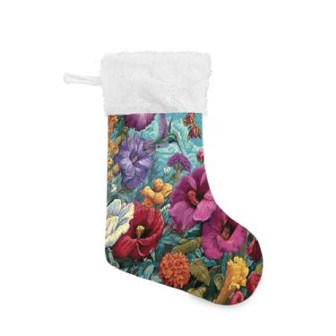 Imagem de Blueangle 1 pacote de meias de Natal preenchidas com jardim de 17,7 polegadas para decorações de festas de fim de ano, suportes de presente e meias (674)