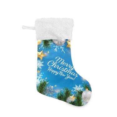 Imagem de GakkiGii Pacote com 2 meias de Natal com elementos de Natal, decoração grande para pendurar na parede da árvore da lareira, 45 x 31 cm