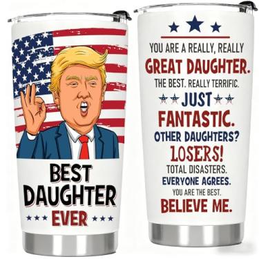 Imagem de AREOK Presentes de aniversário de Natal para filhas, pais, filhas, presentes de aniversário - presente de Natal para filhas adultas, melhores filhas de todos os tempos, copo de café isolado de aço