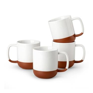 Imagem de MALACASA Conjunto de 4 canecas de café de cerâmica, 325 ml, canecas modernas de fazenda para café, café com leite, chá, chocolate quente, cappuccino, leite, micro-ondas e lava-louças, branco cáqui