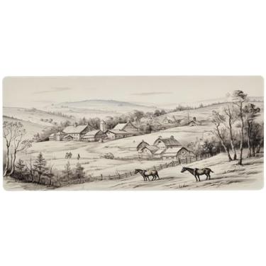 Imagem de xigua Western Fields Scenery Tapete de mouse grande, tapete de mesa antiderrapante 80 x 30 cm, base de borracha de 3 mm de espessura, protetor de mesa para laptop, mesa de trabalho, escritório e casa