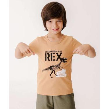 Imagem de Camiseta Infantil Estampa Dinossauro MR Tam 4 a 10-44739, Bege, 6