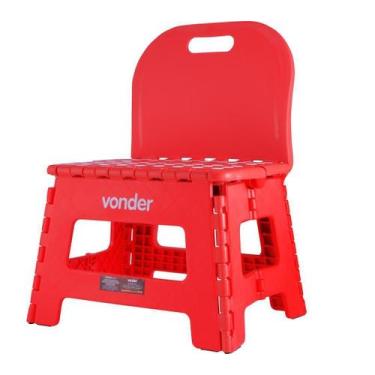 Imagem de Banqueta Plastica Dobravel 220Mm Vermelha Com Encosto - Vonder