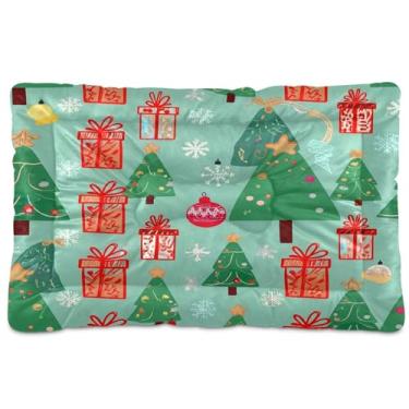 Imagem de SEHANY Cama de árvore de Natal em aquarela para cães e gatos com fundo antiderrapante, caixa de canil, colchão macio para animais de estimação, lavável para cães pequenos, médios e grandes, gatos, 61