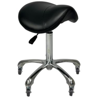 Imagem de Cadeira Mocho Sela para Manicure Estética Clínica e Salão com Base Cromada – Ajuste de Altura Profissional (Preto)