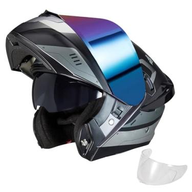 Imagem de JQF Gear Capacete Modular Para Motocicleta Com Viseira Dupla E Rosto Inteiro, Ff808, Aprovado Pelo Dot Para Adultos, Homens E Mulheres (Cinza, Masculino, Tamanho Xxl)