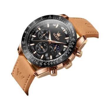 Imagem de Relógio Masculino De Quartzo Com Pulseira De Couro Marrom, À Prova d'Á