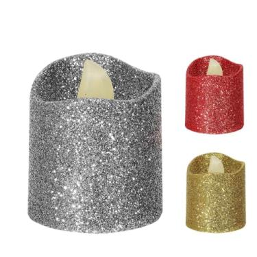 Imagem de Mini Velas Eletrônicas LED Glitter – 2,4,8 ou 10 Peças para Mesa Posta de Natal e Ano Novo(4,Prateada)