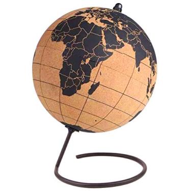 Imagem de Generic Mapa Globo Giratório de Madeira de Cortiça Impresso Com Estrutura de Metal para Planejamento de Viagens Ideal para Decoração de Escritório Globo de Cortiça 7,5 * 5,9 Polegadas (Como mostrado)