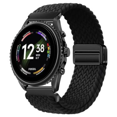 Imagem de LeyuBand Pulseiras de nylon trançado compatíveis com relógio inteligente Fossil Gen 6/Gen 5E 44 mm/Gen 5 LTE/Garrett/Carlyle/Julianna feminino, pulseira de substituição de nylon macio respirável para